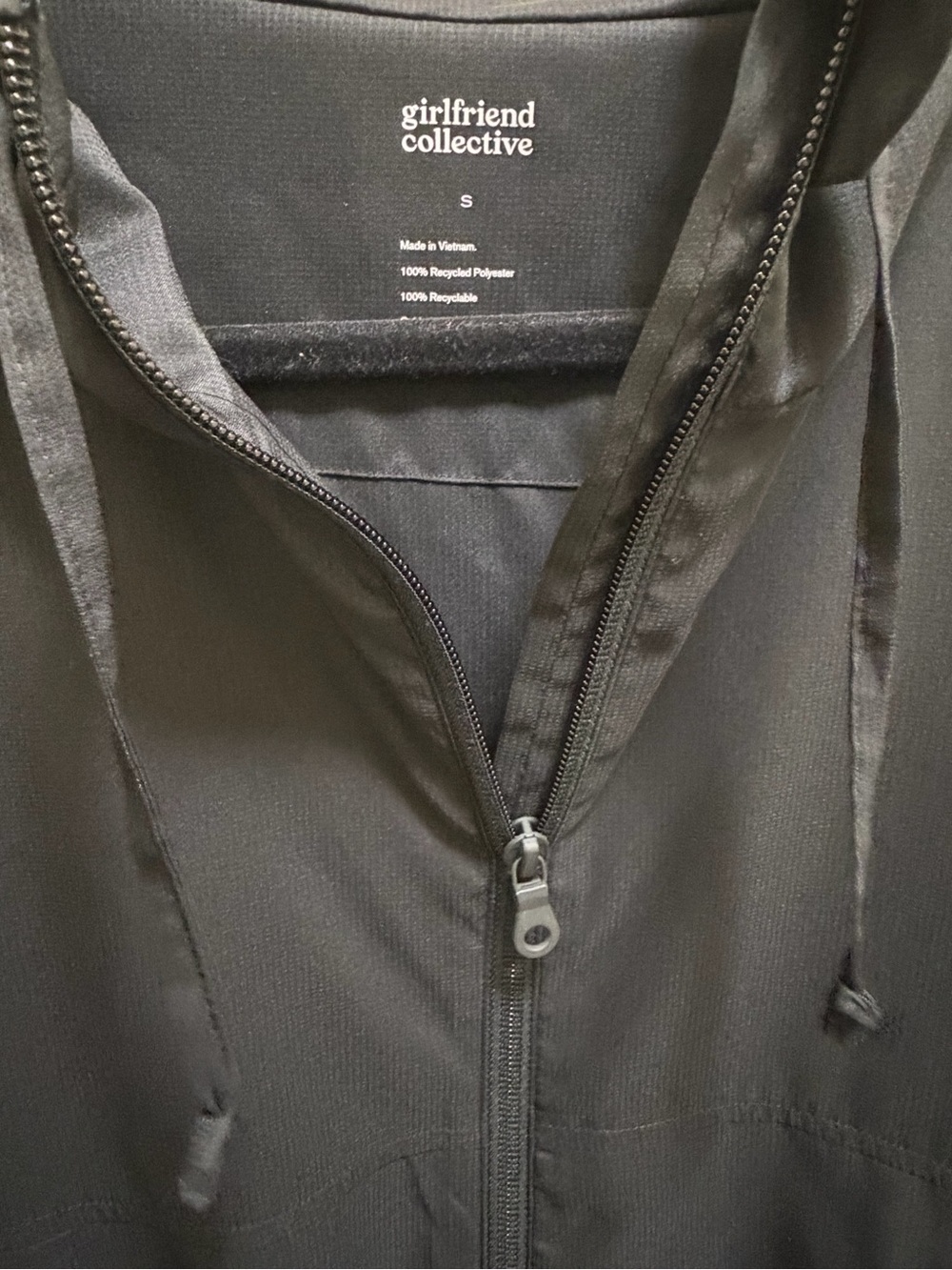 girlfriend collective Black Hooded Zip Windbreaker
